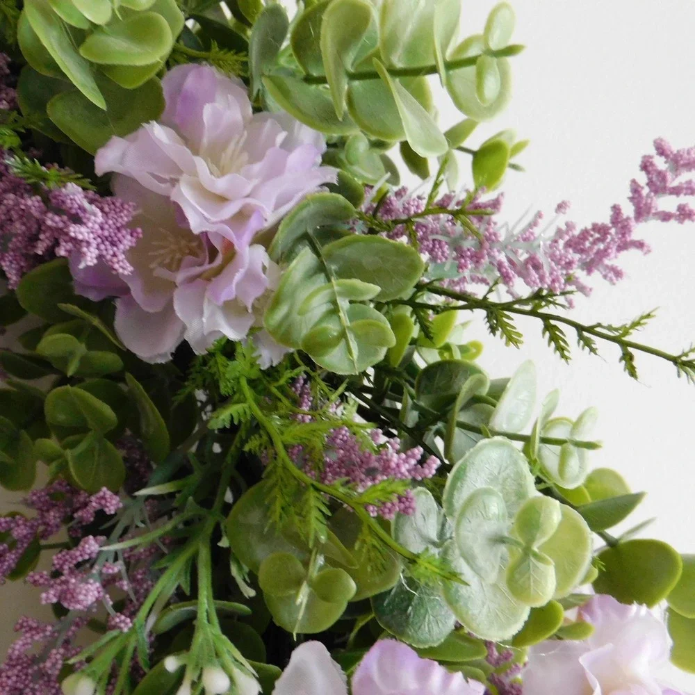 Lavender Front‎ Door Wreath, Eucalpytus, Purple Blossoms, Mothers Day Gift